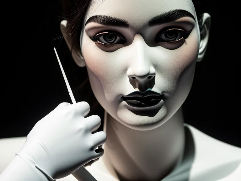 Artist using a mapping string to design symmetrical eyebrows on a practice mannequin.