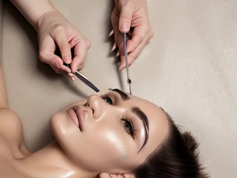 Primer plano de un dermógrafo profesional para micropigmentación de cejas.